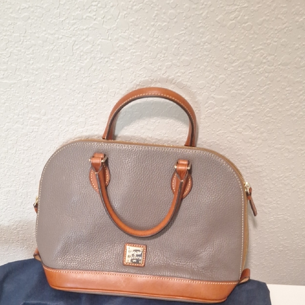 Dooney & Bourke Gray and Tan Leather Satchel